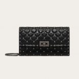 Valentino Women Crinkled Lambskin Rockstud Spike Crossbody Clutch