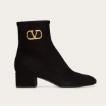 Valentino Women Vlogo Signature Suede Ankle Boot 45 mm 1.8 in-Black (1)