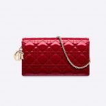 Dior Lady Dior Pouch Patent Cannage Calfskin-red