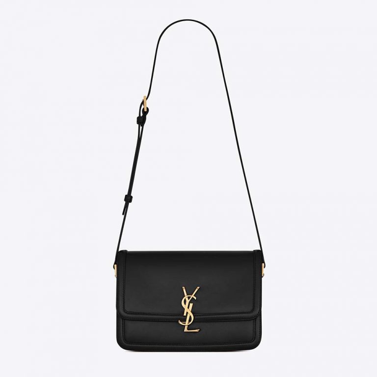 Saint Laurent YSL Women Solferino Medium Satchel in Box Saint Laurent Leather-Black