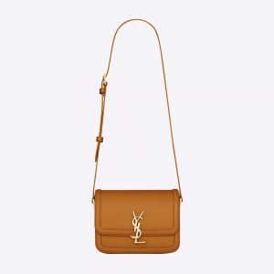 Saint Laurent YSL Women Solferino Small Satchel in Box Saint Laurent Leather-Yellow