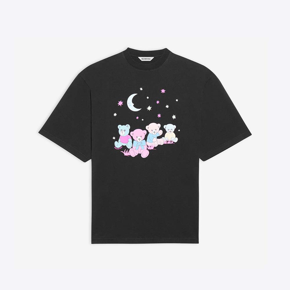 Balenciaga Men Love Bear XL T-shirt in Black and Multicolor Vintage Jersey