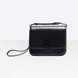 Balenciaga Women B Small Bag in Black Sshiny Calfskin