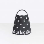 Balenciaga Women Wheel XS Drawstring Bucket Bag in Black and White