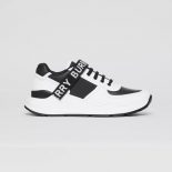 Burberry Unisex Logo Detail Leather and Nylon Sneakers-Black
