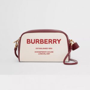 Burberry Women Horseferry Print Canvas Half Cube Crossbody Bag