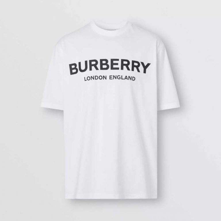 Burberry Men Logo Print Cotton T-shirt-White