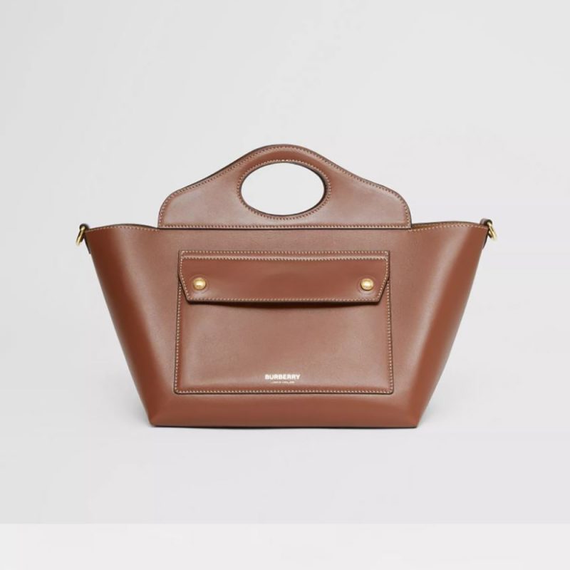 Burberry Women Mini Leather Soft Pocket Tote