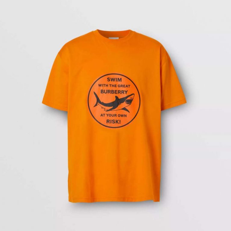 Burberry Women Shark Graphic Cotton Oversized T-shirt-Orange