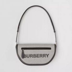 Burberry Women Small Cotton Canvas and Leather Olympia Bag