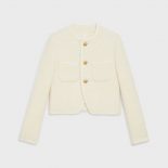 Celine Women Chasseur Jacket in Boucle Tweed-White