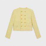 Celine Women Chasseur Jacket in Boucle Tweed-Yellow