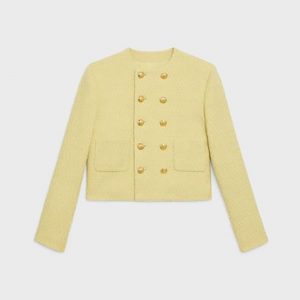 Celine Women Chasseur Jacket in Boucle Tweed-Yellow