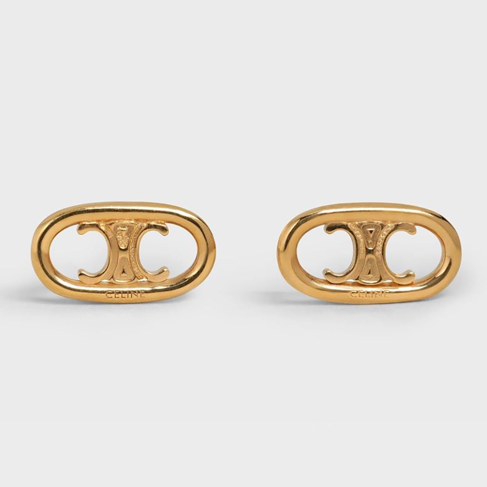 Shop CELINE Triomphe 2023 SS Casual Style Cross Brass Earrings  (460RB6PRB.01GI) by riverU