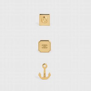 Celine Women Separables Sailor Set of 3 Studs in Brass with Gold Finish