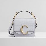 Chloe Women C Mini Bag in Embossed Croco Effect on Calfskin