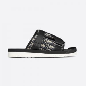 Dior Men Alpha Sandal Beige and Black Dior Oblique Jacquard