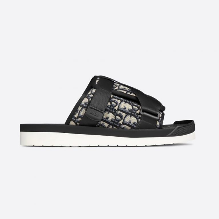Dior Men Alpha Sandal Beige and Black Dior Oblique Jacquard