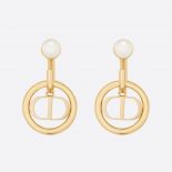 Dior Women 30 Montaigne Earrings Gold-Finish Metal and White Resin Pearls