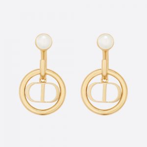 Dior Women 30 Montaigne Earrings Gold-Finish Metal and White Resin Pearls