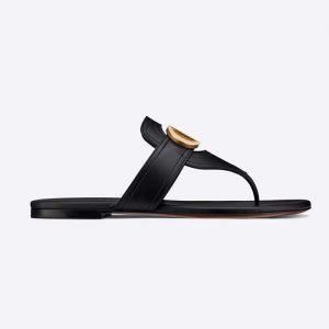 Dior Women 30 Montaigne Flat Thong Black Calfskin