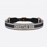 Dior Women Christian Dior Belt Blue and Cream Christian Dior Embroidered Canvas