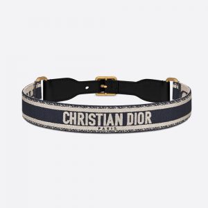Dior Women Christian Dior Belt Blue and Cream Christian Dior Embroidered Canvas