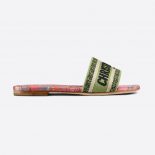 Dior Women Dway Slide Multicolor Embroidered Cotton-Pink