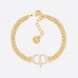 Dior Women Multi-chain Petit CD bracelet Gold-Finish Metal and White Crystals