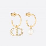 Dior Women Petit CD Earrings White Crystals with a White Resin Pearl