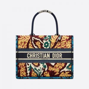 Dior Women Small Dior Book Tote Blue Multicolor Dior Paisley Embroidery