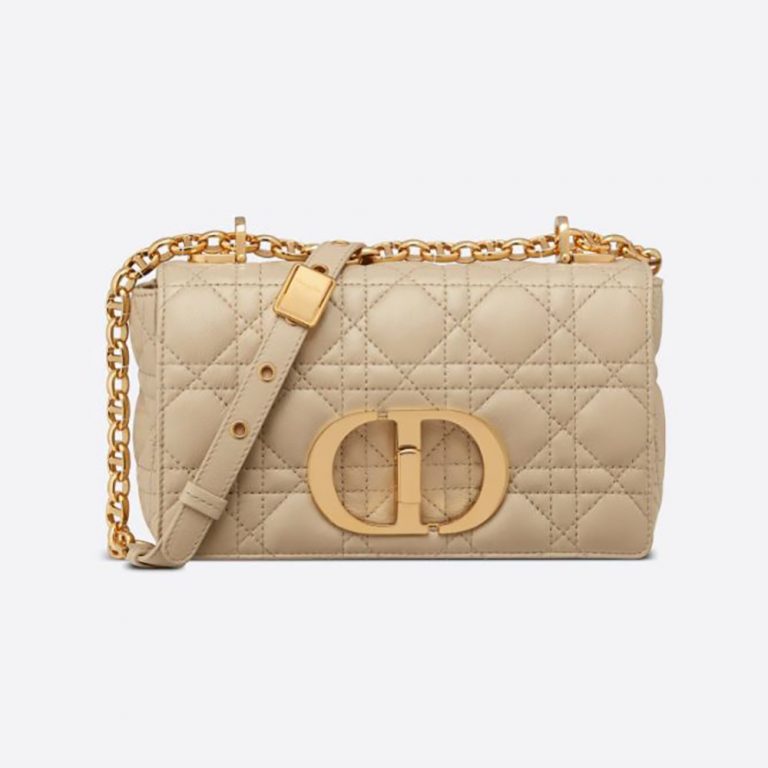 Dior Women Small Dior Caro Bag Beige Supple Cannage Calfskin