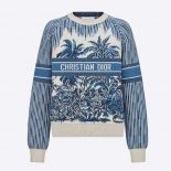 Dior Women Sweater Navy Blue and White Stretch Cashmere