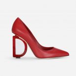 Dolce Gabbana D&G Women Nappa Leather Pumps with DG in 105 mm Heel-Red