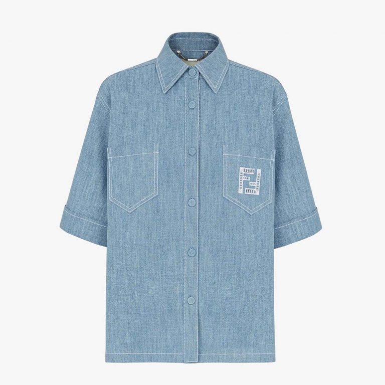 Fendi Women Light Blue Chambray Chirt