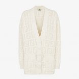 Fendi Women White Cotton Cardigan with Long Sleeves and Button Closure