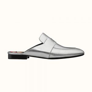 Hermes Women Catena Mule Mule in Supple Goatskin-Silver