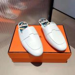 Hermes Women Catena Mule Mule in Supple Goatskin-White