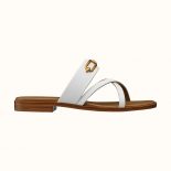 Hermes Women Claire Sandal in Calfskin Leather-White