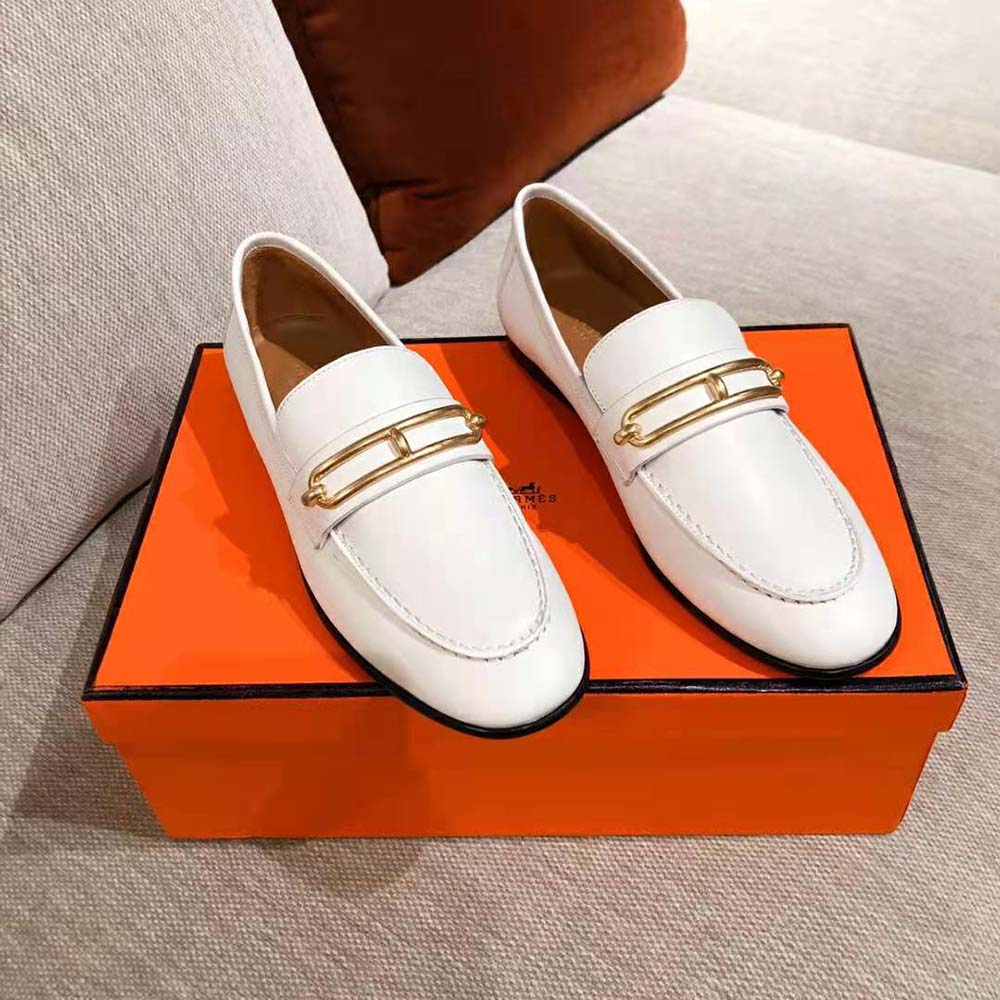 hermes orange loafers