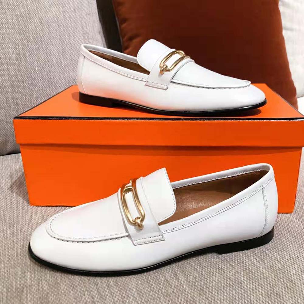 hermes orange loafers