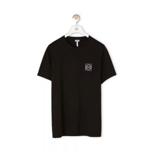 Loewe Women Anagram Embroidered T-shirt in Cotton-Black