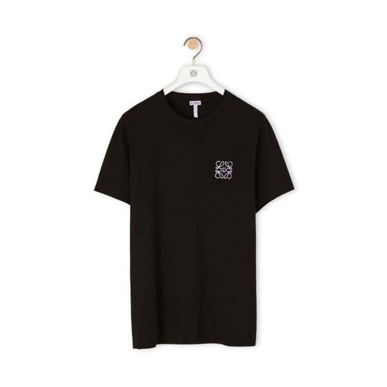Loewe Women Anagram Embroidered T-shirt in Cotton-Black