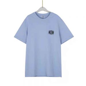 Loewe Women Anagram Embroidered T-shirt in Cotton-Blue