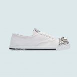 Miu Miu Women Cotton Gabardine Sneakers-White