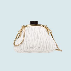 Miu Miu Women Miu Belle Nappa Leather Mini-Bag-White