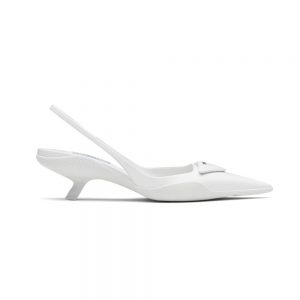 Prada Women Brushed Leather Slingback Pumps-White