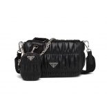 Prada Women Gaufre Nappa Leather Shoulder Bag-Black