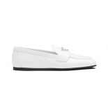 Prada Women Patent Leather Loafers in 5mm Heel-White