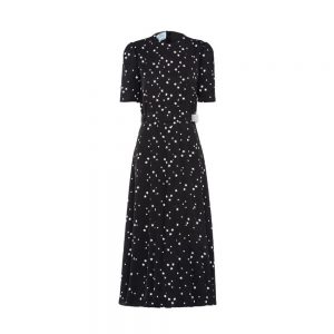 Prada Women Printed Fluid Twill Dress-Black